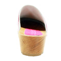 Maja Wood Open Back Leather Clogs in NEON Pink (Ltd Edition)