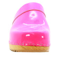 Maja Wood Open Back Leather Clogs in NEON Pink (Ltd Edition)