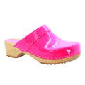 Maja Wood Open Back Leather Clogs in NEON Pink (Ltd Edition)