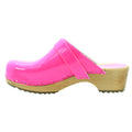 Maja Wood Open Back Leather Clogs in NEON Pink (Ltd Edition)
