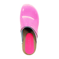 Maja Wood Open Back Leather Clogs in NEON Pink (Ltd Edition)