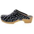 Emma Wood Open Back Black Polka Dots Leather Clogs