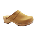 Maja Wood Open Back in Camel Nubuck Leather