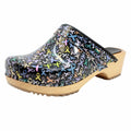 BJORK BJORK Maja Wood Hope Ribbons Printed Leather Clogs