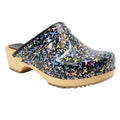 BJORK 600621-90-36 BJORK Maja Wood Hope Ribbons Printed Leather Clogs Multi / EU-36