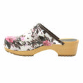 Maja Open Back Pink Roses Leather Clogs