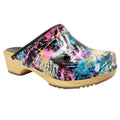 Maja Wood Graffiti II Leather Clogs