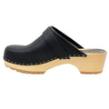 BJORK BJORK Tuva Wood Open Back Grip Black Natural Leather Clogs