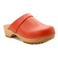 KLÄGN KLÄGN Tuva Wood Open Back Grip Orange Veg Tan Leather Clogs Orange / EU-36