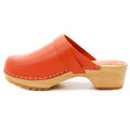 KLÄGN KLÄGN Tuva Wood Open Back Grip Orange Veg Tan Leather Clogs
