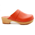 KLÄGN KLÄGN Tuva Wood Open Back Grip Orange Veg Tan Leather Clogs