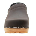 Tindra Wood Closed Back Grip Brown Leather Clogs