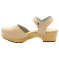 BJORK BJORK ALMA Swedish Wood Clog Sandals in Veg Tan Leather