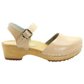 BJORK BJORK ALMA Swedish Wood Clog Sandals in Veg Tan Leather