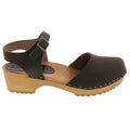 ALMA Swedish Wood Clog Brown Leather Sandals