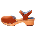 BJORK BJORK ALMA Swedish Wood Clog Sandals in Veg Tan Leather