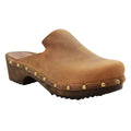 Elin Wood Open Back Full Grain Oiled Leather Clogs