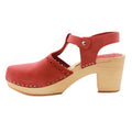 ANNELI Swedish Wooden Clogs in Red Nubuck
