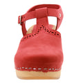 ANNELI Swedish Wooden Clogs in Red Nubuck