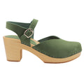 CLEO Swedish Wooden Clogs in Forest Green Nubuck
