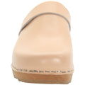 BJORK BJORK Maja Wood Open Back Clogs in Nude Leather