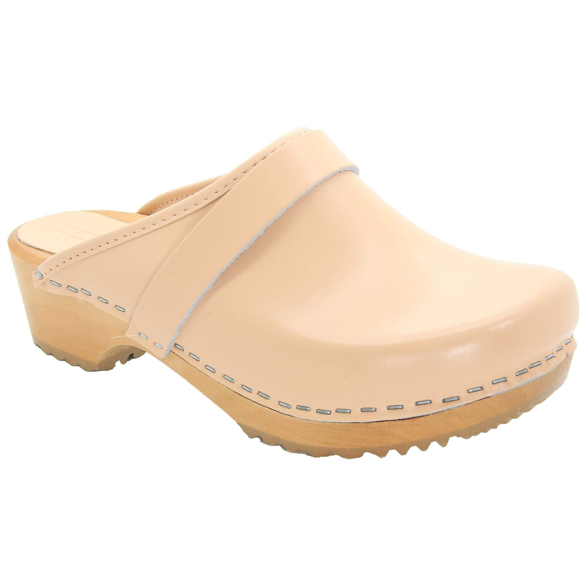 Maja Wood Open Back Clogs in Almond Leather – BJORK Swedish Comfort