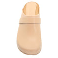 BJORK BJORK Maja Wood Open Back Clogs in Nude Leather
