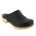 Maja Wood Open Back Leather Clogs