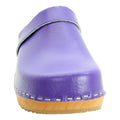 BJORK BJORK Maja Wood Open Back Leather Clogs in Purple