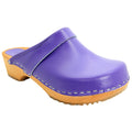 BJORK BJORK Maja Wood Open Back Leather Clogs in Purple