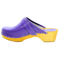 BJORK BJORK Maja Wood Open Back Leather Clogs in Purple