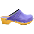 BJORK BJORK Maja Wood Open Back Leather Clogs in Purple