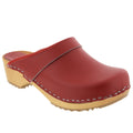 Maja Wood Open Back Leather Clogs