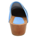 BJORK BJORK Maja Wood Open Back Leather Clogs in Light Blue