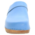 BJORK BJORK Maja Wood Open Back Leather Clogs in Light Blue