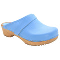 BJORK 600000-72-36 BJORK Maja Wood Open Back Leather Clogs in Light Blue Light Blue / EU-36