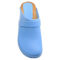 BJORK BJORK Maja Wood Open Back Leather Clogs in Light Blue