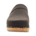 BJORK BJORK Maja Wood Open Back Brown Oiled Leather Clogs