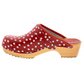Emma Wood Open Back Red Polka Dots Leather Clogs