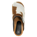 BJORK BJORK Safari Wood Open Back Brown Cow Leather Clogs