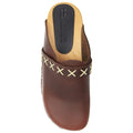 BJORK BJORK Pixie Wood Open Back Full Grain Leather Clogs