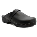 KLÄGN 610604-2-42 KLÄGN Men's Axel Leather Open Back Wooden Clogs Black / EU-42