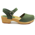 BJORK BJORK ALMA Swedish Wood Clog Nubuck Leather Sandals
