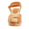 KLÄGN KLÄGN Duve Mid-heel Leather Peep Toe Wooden Clog Sandals