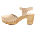 BJORK BJORK MARGARETA Swedish Wood Clog Sandals in Ivory Leather