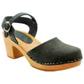 MARGARETA Swedish Wood Clog Sandals in Oiled Leather