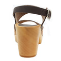BJORK BJORK MARIE Swedish Wood Clog Sandals in Combi-Brown Oiled Leather