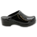 BJORK BJORK Elly Open Back Black Patent Leather Clogs