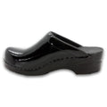 BJORK BJORK Elly Open Back Black Patent Leather Clogs