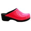 BJORK BJORK Elly Open Back Neon Pink Patent Leather Clogs